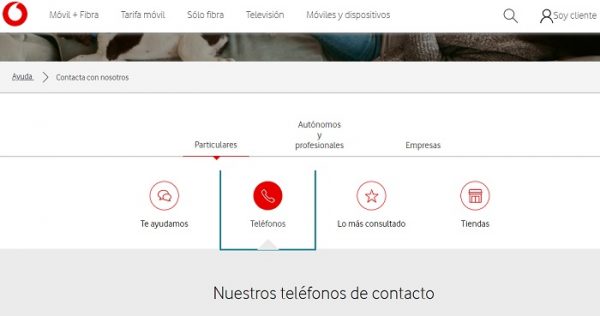 Botón Teléfono Vodafone